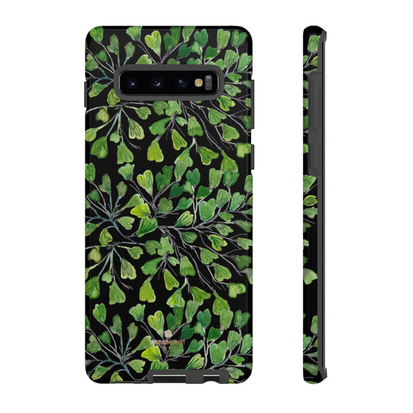 Green Maidenhair Fern Tough Cases, Black Leaf Print Phone Case-Made in USA-Phone Case-Printify-Samsung Galaxy S10 Plus-Glossy-Heidi Kimura Art LLC