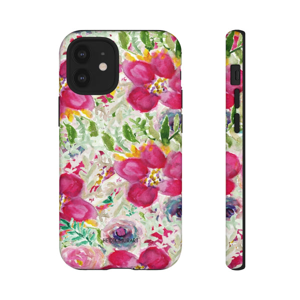 Pink Floral Designer Tough Cases, Mixed Flower Print Best Designer Case Mate Best Tough Phone Case For iPhones and Samsung Galaxy Devices-Made in USA
