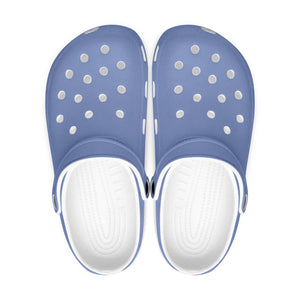 Blueberry Blue Color Unisex Clogs, Best Solid Blue Color Classic Solid Color Printed Adult's Lightweight Anti-Slip Unisex Extra Comfy Soft Breathable Supportive Clogs Flip Flop Pool Water Beach Slippers Sandals Shoes For Men or Women, Men's US Size: 3.5-12, Women's US Size: 4-12
