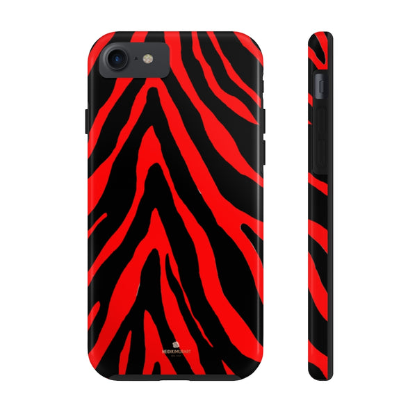 Red Zebra Stripe Phone Case, Animal Print Case Mate Tough Phone Cases-Made in USA - Heidikimurart Limited 