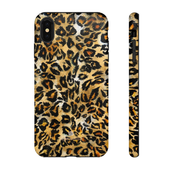 Brown Leopard Tough Cases, Animal Print Best Designer Phone Case-Made in USA-Phone Case-Printify-iPhone XS MAX-Matte-Heidi Kimura Art LLC