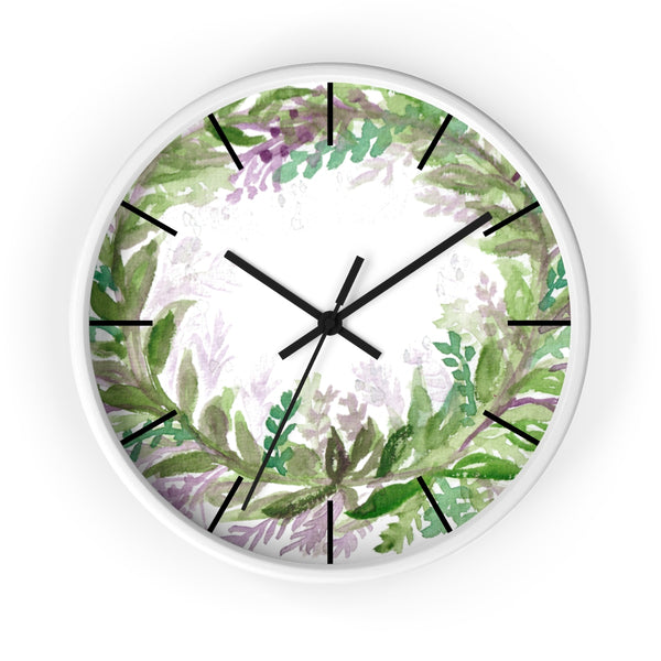 French Lavender Purple Floral Rose Print 10 inch Diameter Wall Clock - Made in USA-Wall Clock-White-Black-Heidi Kimura Art LLC