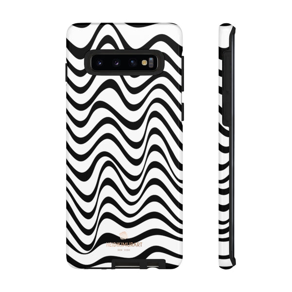 Wavy Black White Tough Cases, Designer Phone Case-Made in USA-Phone Case-Printify-Samsung Galaxy S10-Glossy-Heidi Kimura Art LLC