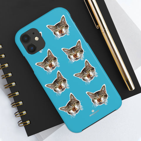 Blue Cat Phone Case, Peanut Meow Cat Case Mate Tough Phone Cases-Made in USA - Heidikimurart Limited 