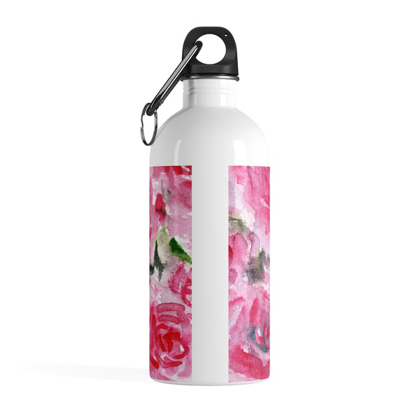 Pink Abstract Rose Floral Print Stainless Steel 14 oz Full Size Water Bottle - Made in USA-Mug-14oz-Heidi Kimura Art LLC