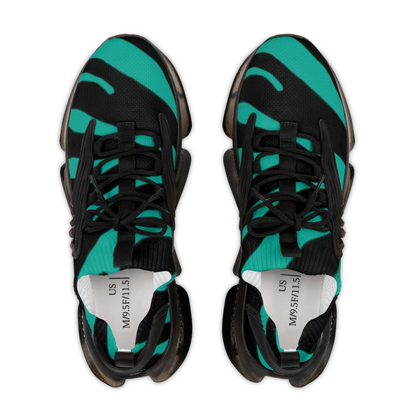 Green Zebra Print Men's Shoes, Comfy Zebra Striped Animal Print Comfy Men's Mesh-Knit Designer Premium Laced Up Breathable Comfy Sports Sneakers Shoes (US Size: 5-12)