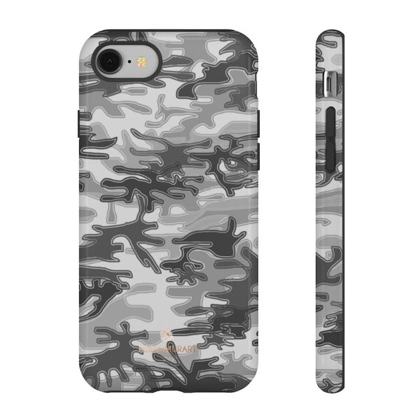 Grey Camouflage Phone Case, Army Military Print Tough Designer Phone Case -Made in USA-Phone Case-Printify-iPhone 8-Glossy-Heidi Kimura Art LLC