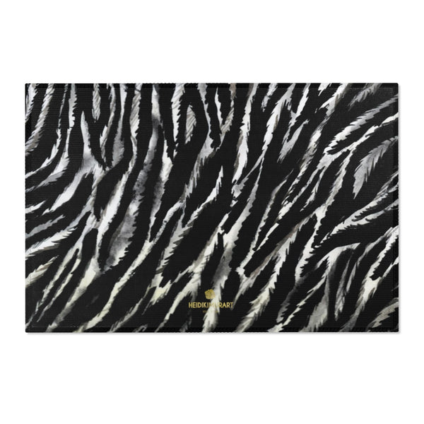 Cool Black White Zebra Animal Print Designer 24x36, 36x60, 48x72 inches Area Rugs - Printed in USA-Area Rug-36" x 24"-Heidi Kimura Art LLC