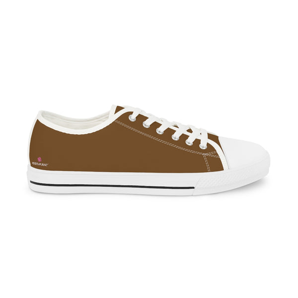 Earth Brown Men's Sneakers, Solid Color Modern Minimalist Best Breathable Designer Men's Low Top Canvas Fashion Sneakers With Durable Rubber Outsoles and Shock-Absorbing Layer and Memory Foam Insoles (US Size: 5-14)