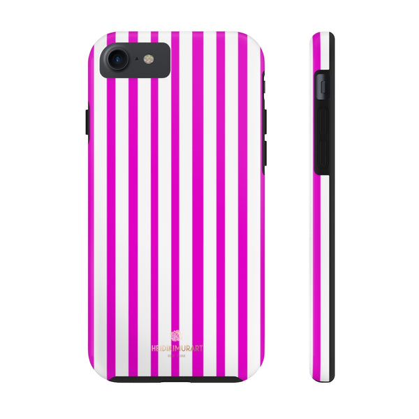 Pink Striped iPhone Case, Designer Case Mate Tough Samsung Galaxy Phone Cases-Phone Case-Printify-iPhone 7, iPhone 8 Tough-Heidi Kimura Art LLC