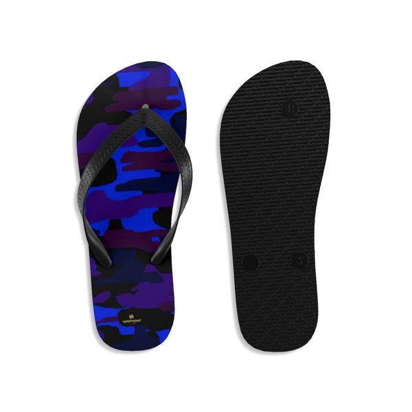 Purple Blue Camouflage Camo Military Print Unisex Flip-Flops Pool Sandals-Made in USA-Flip-Flops-Heidi Kimura Art LLC