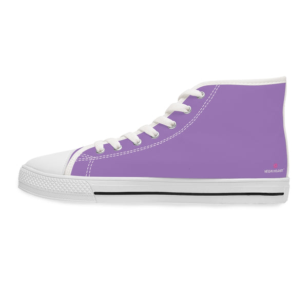 Light Purple Ladies' High Tops, Solid Color Best Women's High Top Sneakers Canvas Tennis Shoes