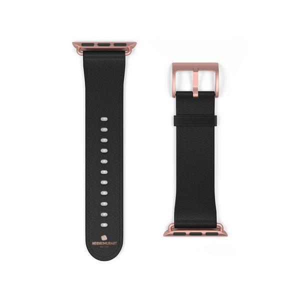 Black Solid Color Print 38mm/ 42mm Watch Band Strap For Apple Watches- Made in USA-Watch Band-38 mm-Rose Gold Matte-Heidi Kimura Art LLC
