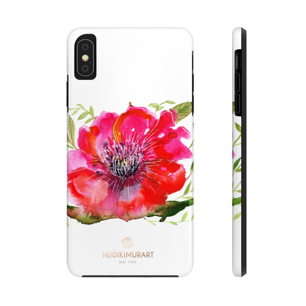 Red Hibiscus Floral Print Phone Case, Flower Case Mate Tough Phone Cases-Made in USA - Heidikimurart Limited 