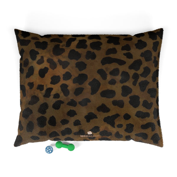 Brown Leopard Animal Print Deluxe 28"x18", 40"x30", 50"x40" (Large, Medium, Small Size) Pet Bed-Pet Beds-50x40-Heidi Kimura Art LLC