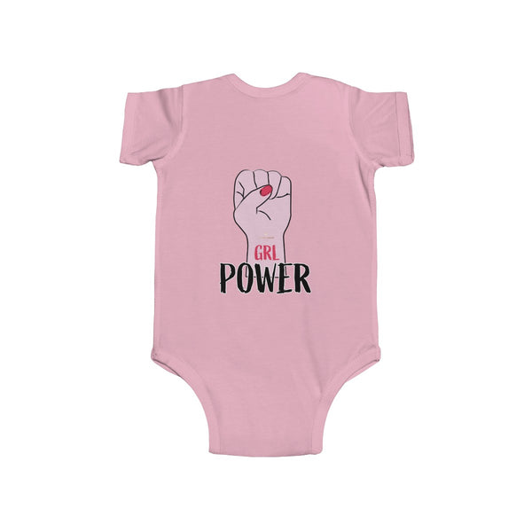 Girl Power Infant Fine Jersey Regular Fit Unisex Cute Bodysuit - Made in UK-Infant Short Sleeve Bodysuit-Heidi Kimura Art LLC