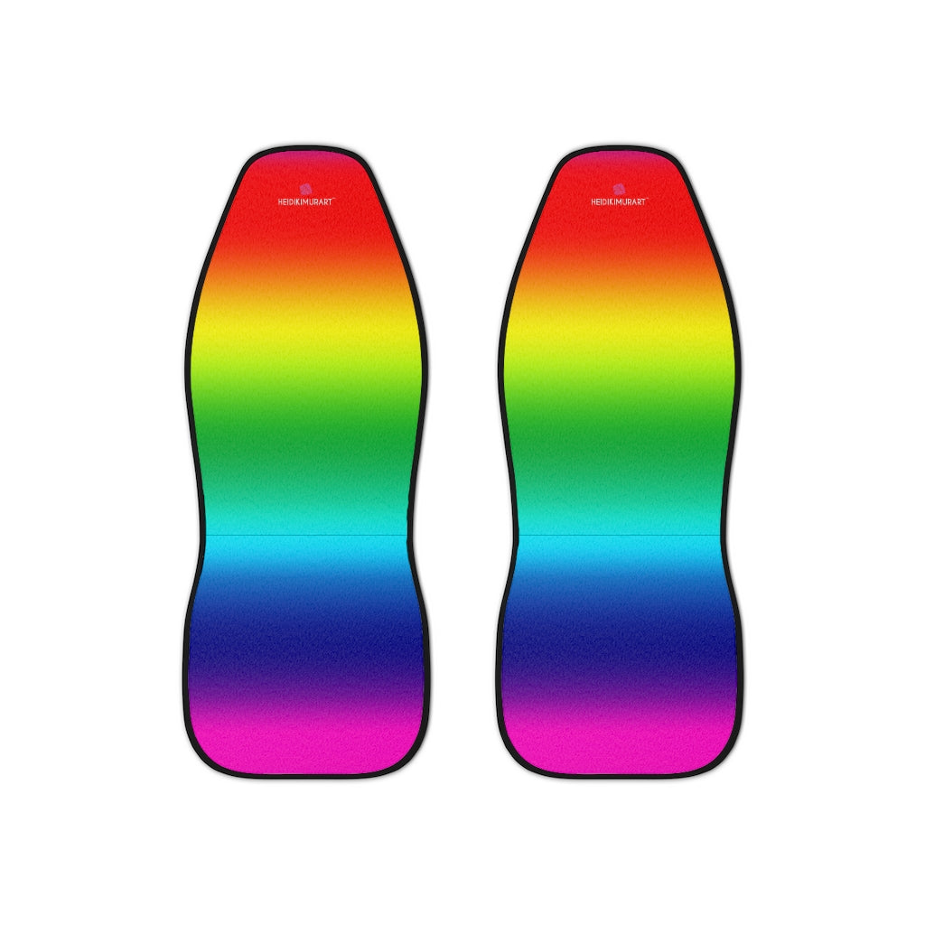 Colorful Rainbow Car Seat Covers, Rainbow Gay Pride 2-Pcs Set (48.03" × 18.50") Polyester Car Seat Covers, Best Car Accessories Essential Premium Quality Best Soft Luxury Car Seat&nbsp;- 2 Pack For Your Car Seat Protection, Car Seat Protectors, Designer Car Seat Accessories, Pair of 2 Front Seat Covers, Custom Seat Covers, Luxury Car Seat Covers, Best Car Seat Covers