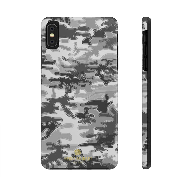 Grey Camo Print iPhone Case, Army Camoflage Case Mate Tough Phone Cases-Phone Case-Printify-iPhone XS MAX-Heidi Kimura Art LLC