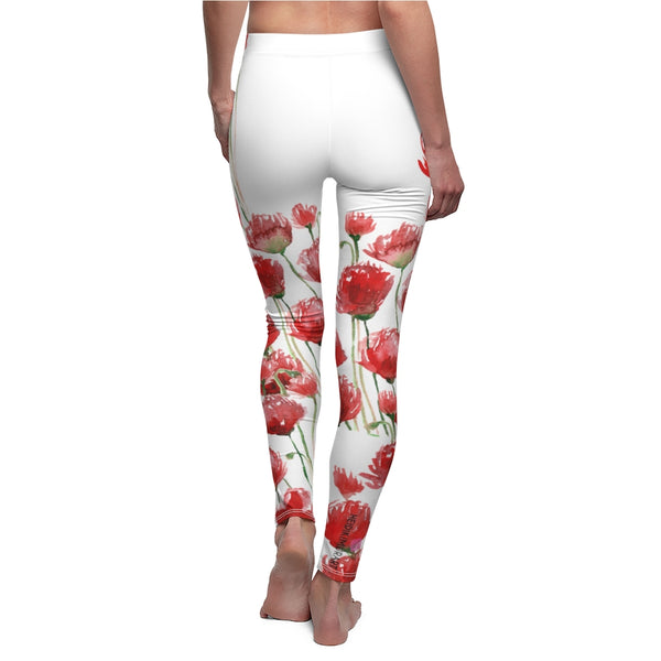 Red Poppy Floral Casual Leggings