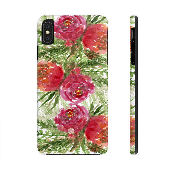 Red Orange Floral Print Phone Case, Flower Case Mate Tough Phone Cases-Made in USA - Heidikimurart Limited 