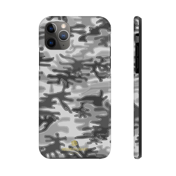 Grey Camo Print iPhone Case, Army Camoflage Case Mate Tough Phone Cases-Phone Case-Printify-iPhone 11 Pro Max-Heidi Kimura Art LLC