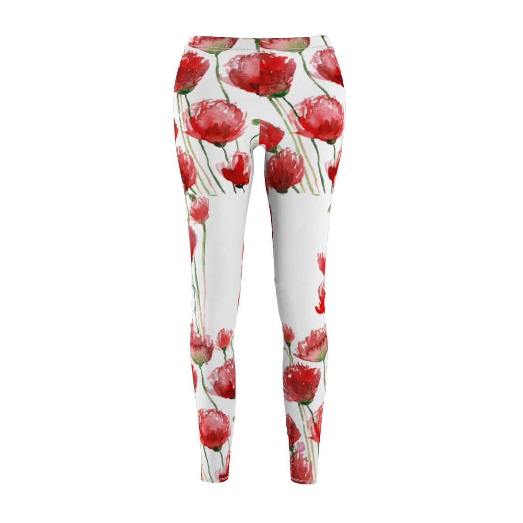 Red Poppy Floral Casual Leggings