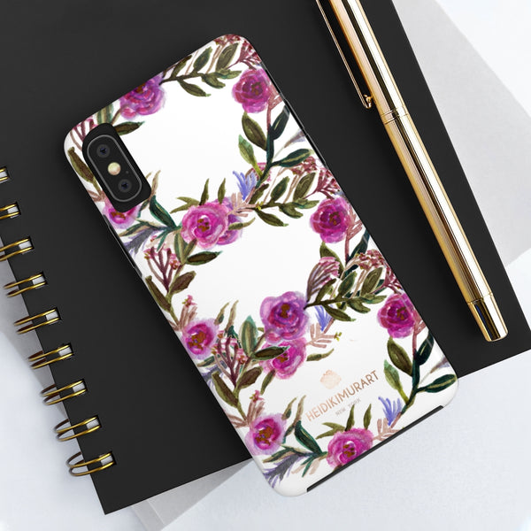 Pink Rose Floral Print Phone Case, Flower Case Mate Tough Phone Cases-Made in USA - Heidikimurart Limited 