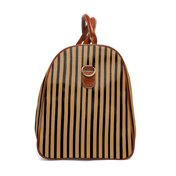 Brown Stripes Waterproof Travel Bag