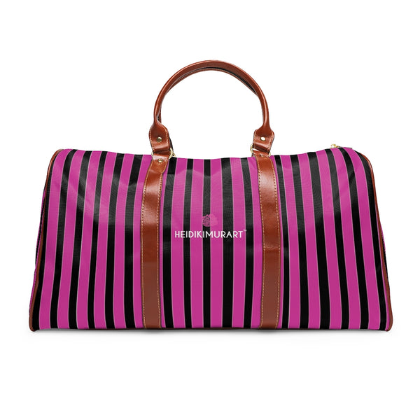 Pink Stripes Waterproof Travel Bag