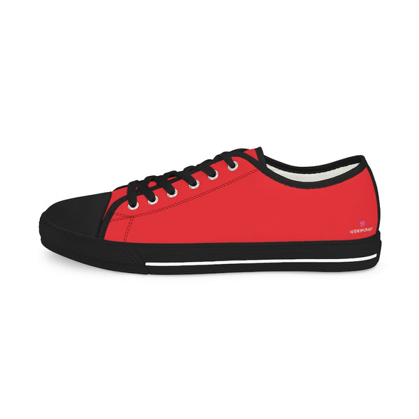 Red Color Men's Sneakers, Solid Color Modern Minimalist Best Breathable Designer Men's Low Top Canvas Fashion Sneakers With Durable Rubber Outsoles and Shock-Absorbing Layer and Memory Foam Insoles (US Size: 5-14)