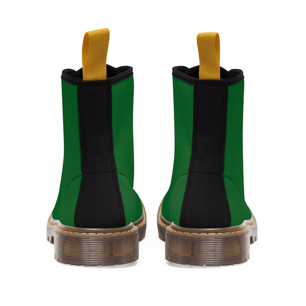 Emerald Green Seattle Solid Color Print Men's Canvas Winter Laced Up Boots Shoes-Men's Boots-Heidi Kimura Art LLC