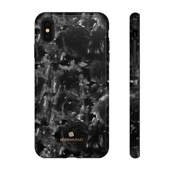 Black Rose Floral Tough Cases, Abstract Print Best Designer Phone Case-Made in USA-Phone Case-Printify-iPhone XS MAX-Glossy-Heidi Kimura Art LLC