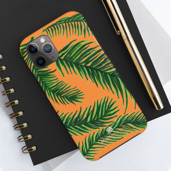 Orange Tropical Print Phone Case, Palm Leaf Case Mate Tough Phone Cases-Made in USA - Heidikimurart Limited 