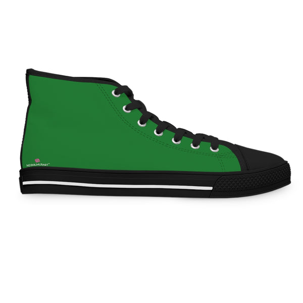 Emerald Green Ladies' High Tops, Solid Color Best Women's High Top Sneakers Canvas Shoes