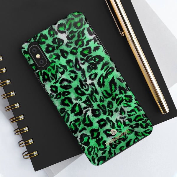 Green Leopard Print Phone Case, Animal Print Case Mate Tough Phone Cases-Made in USA - Heidikimurart Limited 