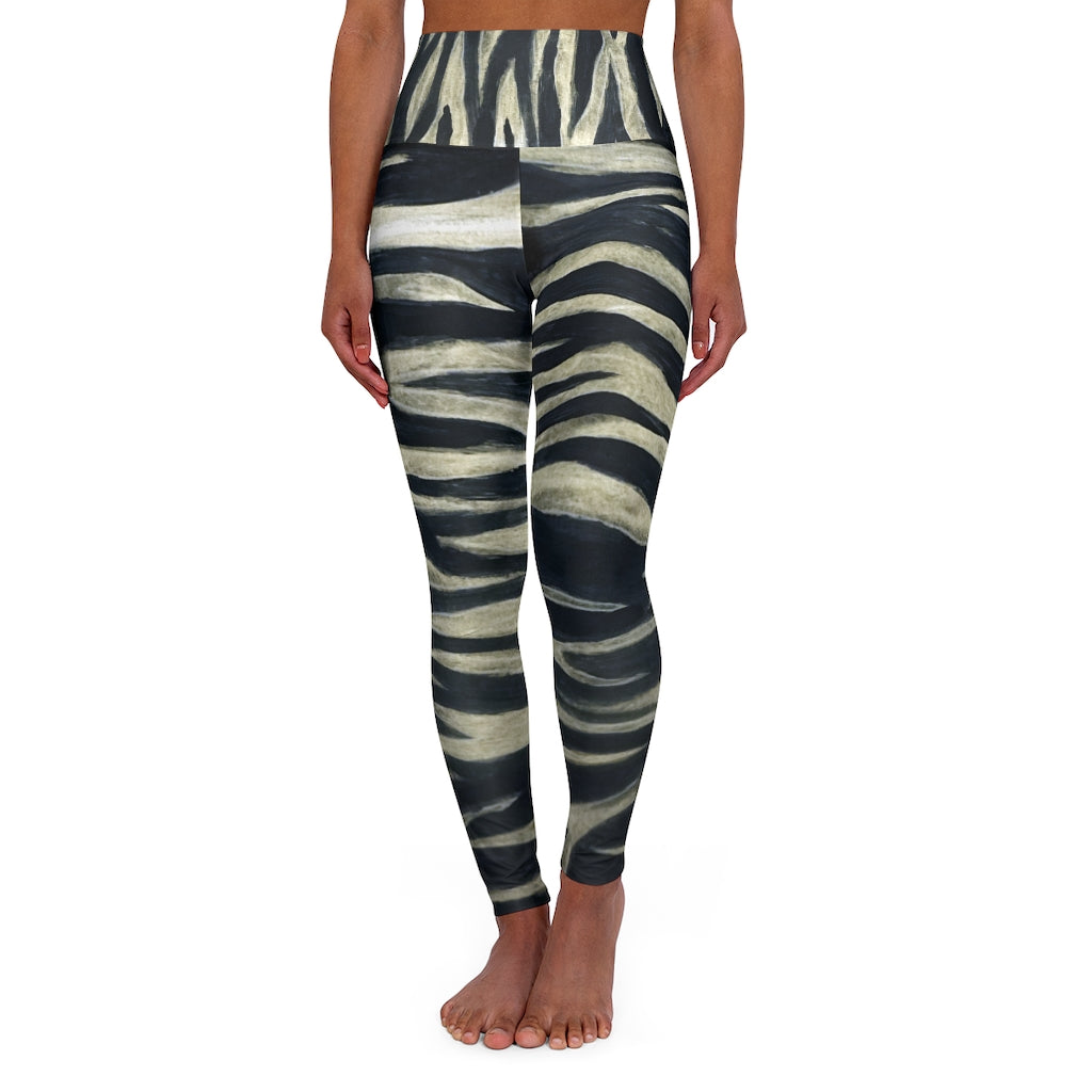 Tiger Striped Yoga Tights, Animal Print Best Designer High Waisted Yoga  Leggings-Made in USA