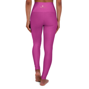 Hot Pink High Waisted Yoga Leggings, Solid Color Long Women Yoga Tights-All Over Prints-Printify-XL-Heidi Kimura Art LLC
