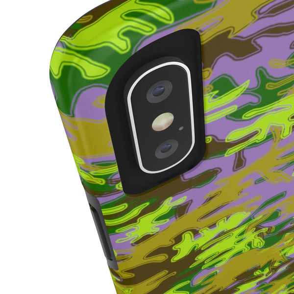 Purple Green Camo iPhone Case, Case Mate Tough Samsung Galaxy Phone Cases-Phone Case-Printify-Heidi Kimura Art LLC