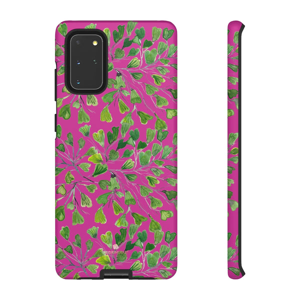 Pink Maidenhair Fern Tough Cases, Hot Pink Green Leaf Print Phone Case-Made in USA-Phone Case-Printify-Samsung Galaxy S20+-Matte-Heidi Kimura Art LLC