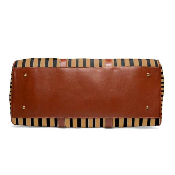 Brown Stripes Waterproof Travel Bag