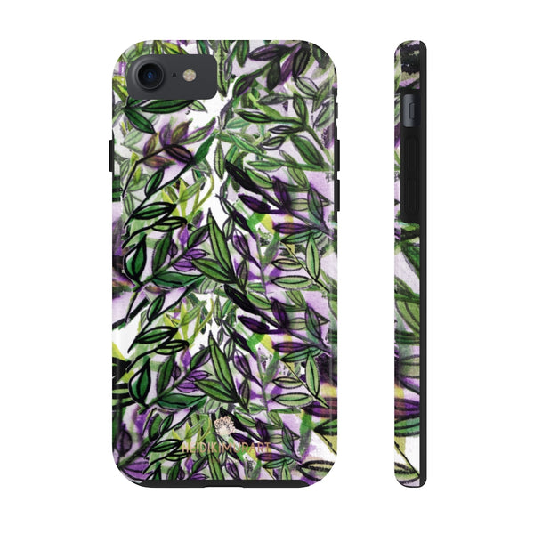 Purple Tropical Leaf Phone Case, Floral Print Flower Case Mate Tough Phone Cases-Made in USA - Heidikimurart Limited 