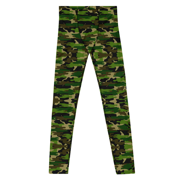 Green Camo Print Meggings, Camouflage Military Green Army Print Men's Yoga Pants Running Leggings & Fetish Tights/ Rave Party Costume Meggings, Compression Pants- Made in USA/ Europe/ MX (US Size: XS-3XL) Green Camo Men's Leggings, Compression Pants, Green Camo Men Workout Tights, Camo Leggings