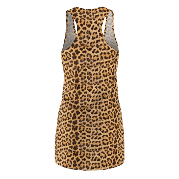 Brown Leopard Women's Racerback Dress, Animal Print Designer Dress For Ladies - Made in USA-All Over Prints-Printify-Heidi Kimura Art LLC