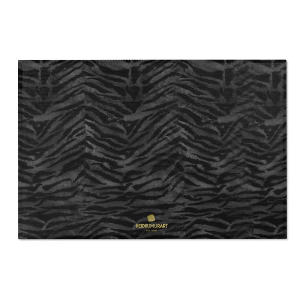 Gray Black Tiger Stripe Animal Print Designer 24x36, 36x60, 48x72 inches Area Rugs - Printed in USA-Area Rug-36" x 24"-Heidi Kimura Art LLC