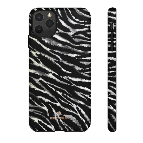 White Tiger Stripe Phone Case, Animal Print Tough Designer Phone Case -Made in USA-Phone Case-Printify-iPhone 11 Pro Max-Matte-Heidi Kimura Art LLC