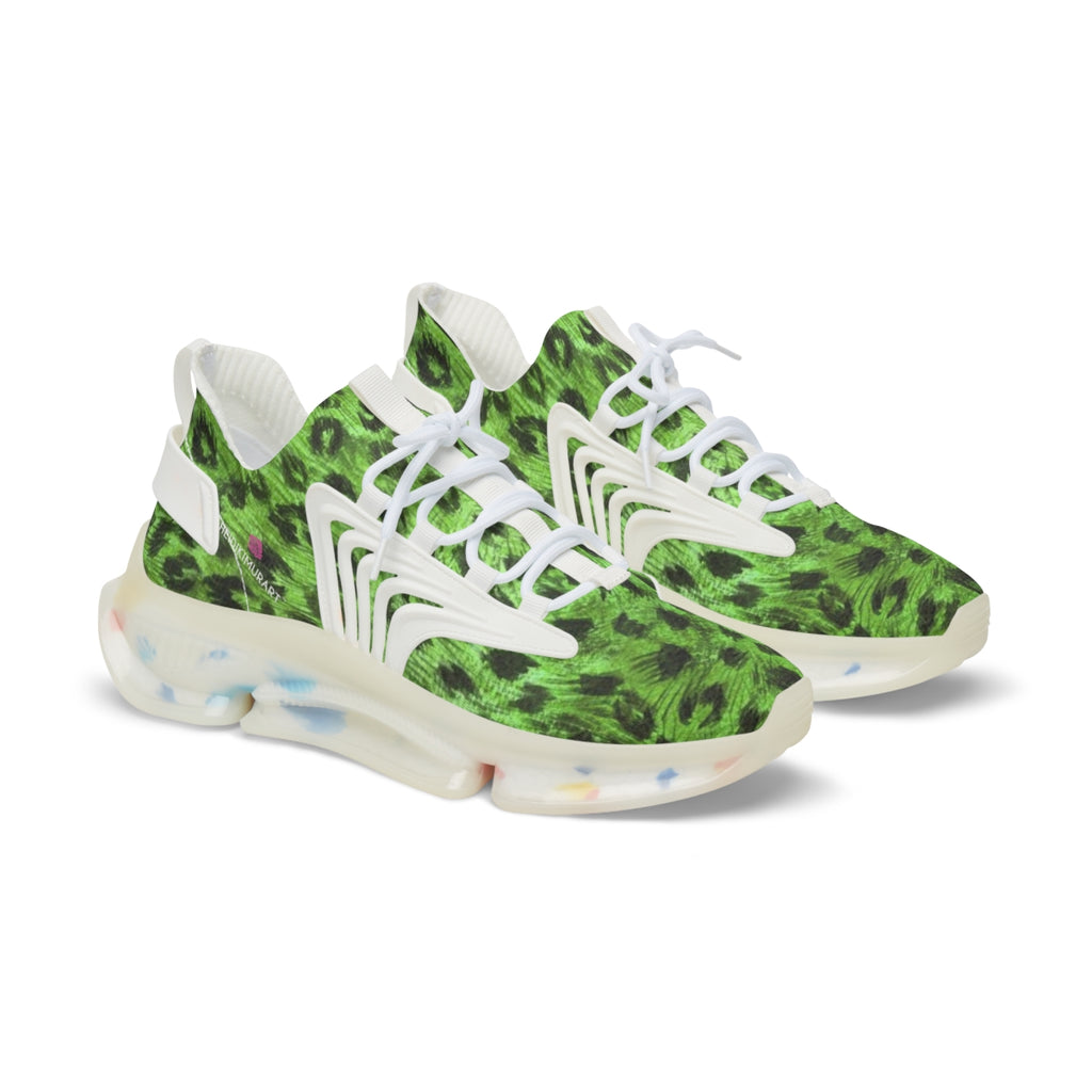 Green Leopard Print Men's Shoes, Best Comfy Animal Print Men's Mesh Sports Sneakers Shoes Size: 5-12) | Heidikimurart