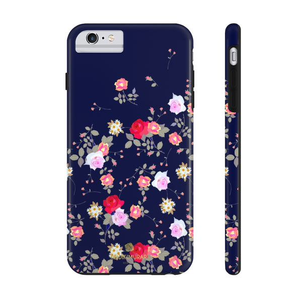 Navy Blue Floral Rose Print Designer Case Mate Tough Phone Cases-Made in USA - Heidikimurart Limited 