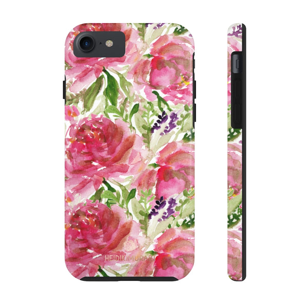 Pink Rose Print Phone Case, Floral Print Case Mate Tough Phone Cases-Made in USA - Heidikimurart Limited 