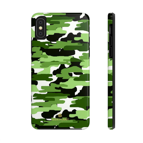 Green Camo Print iPhone Case, Case Mate Tough Samsung Galaxy Phone Cases-Phone Case-Printify-iPhone XS-Heidi Kimura Art LLC