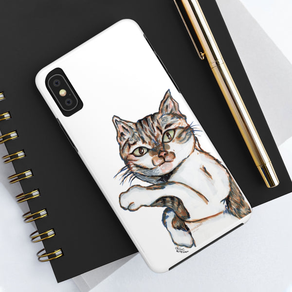 White Cat Phone Case, Peanut Meow Cat Case Mate Tough Phone Cases-Made in USA - Heidikimurart Limited 